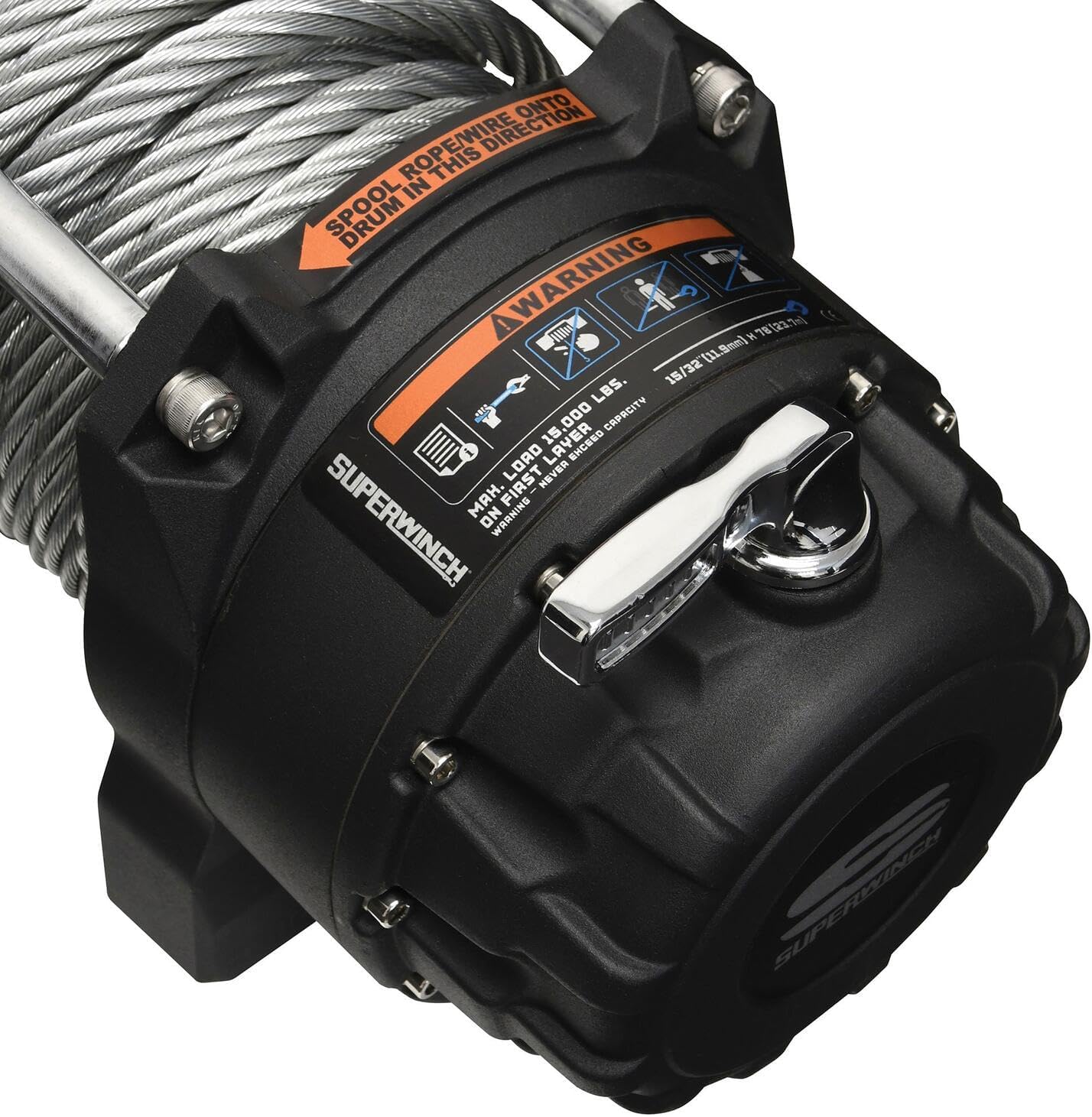 SUPERWINCH Tiger Shark, 15000 lb Capacity, Roller Fairlead, 7/16 in x 82 ft Steel Rope, 12V, Kit