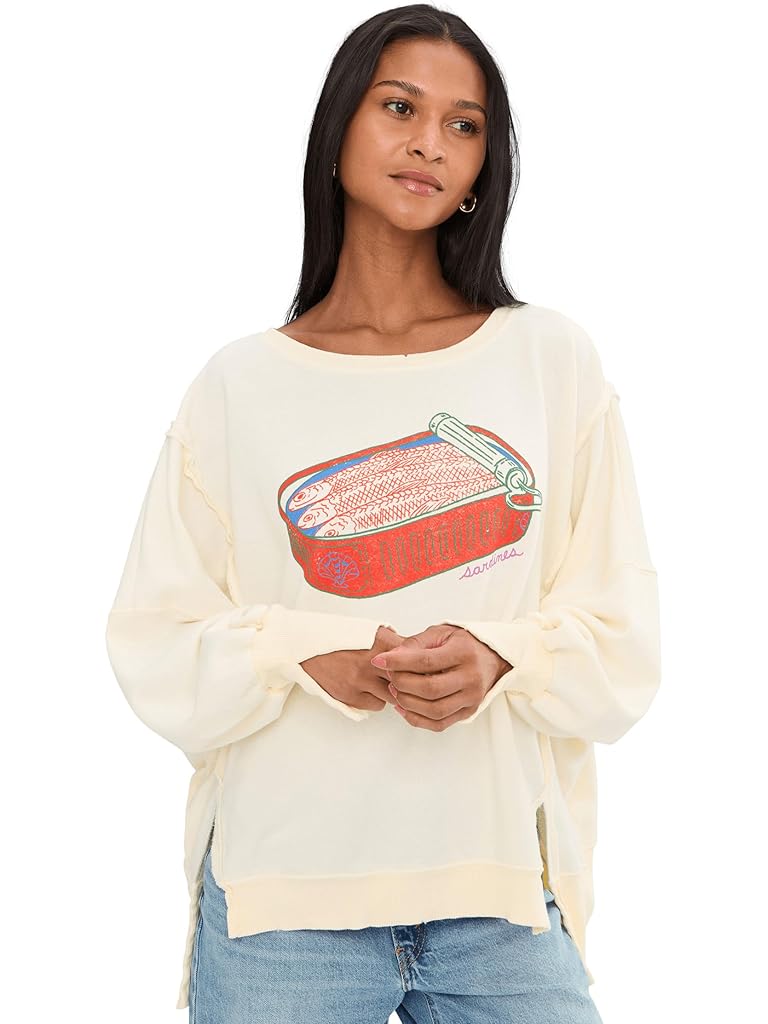 White Free People We The Free Graphic Camden Pullover