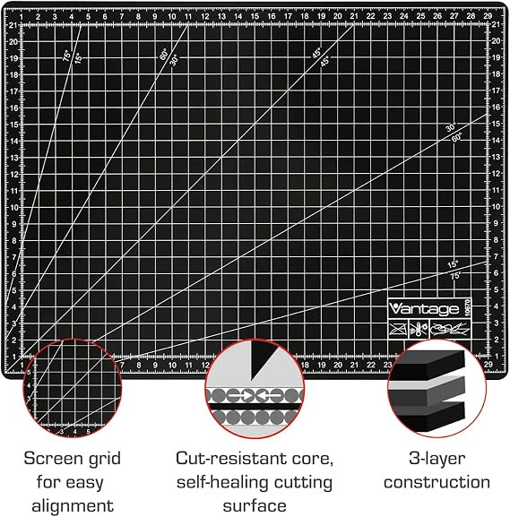 Dahle Vantage Self Healing Double-Sided Cutting Mat with Grid a3