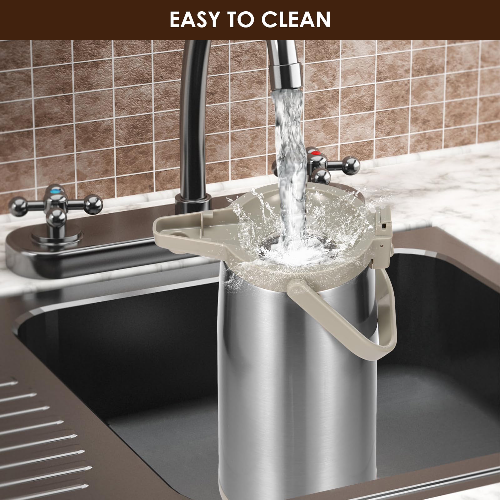 Verseuse à Pompe 2 L - à Pompe - Pour Table à Langer - En Acier Inoxydable - Avec Pied Rotatif Et Poignée De Transport - Avec Une Seule Main - Idéal