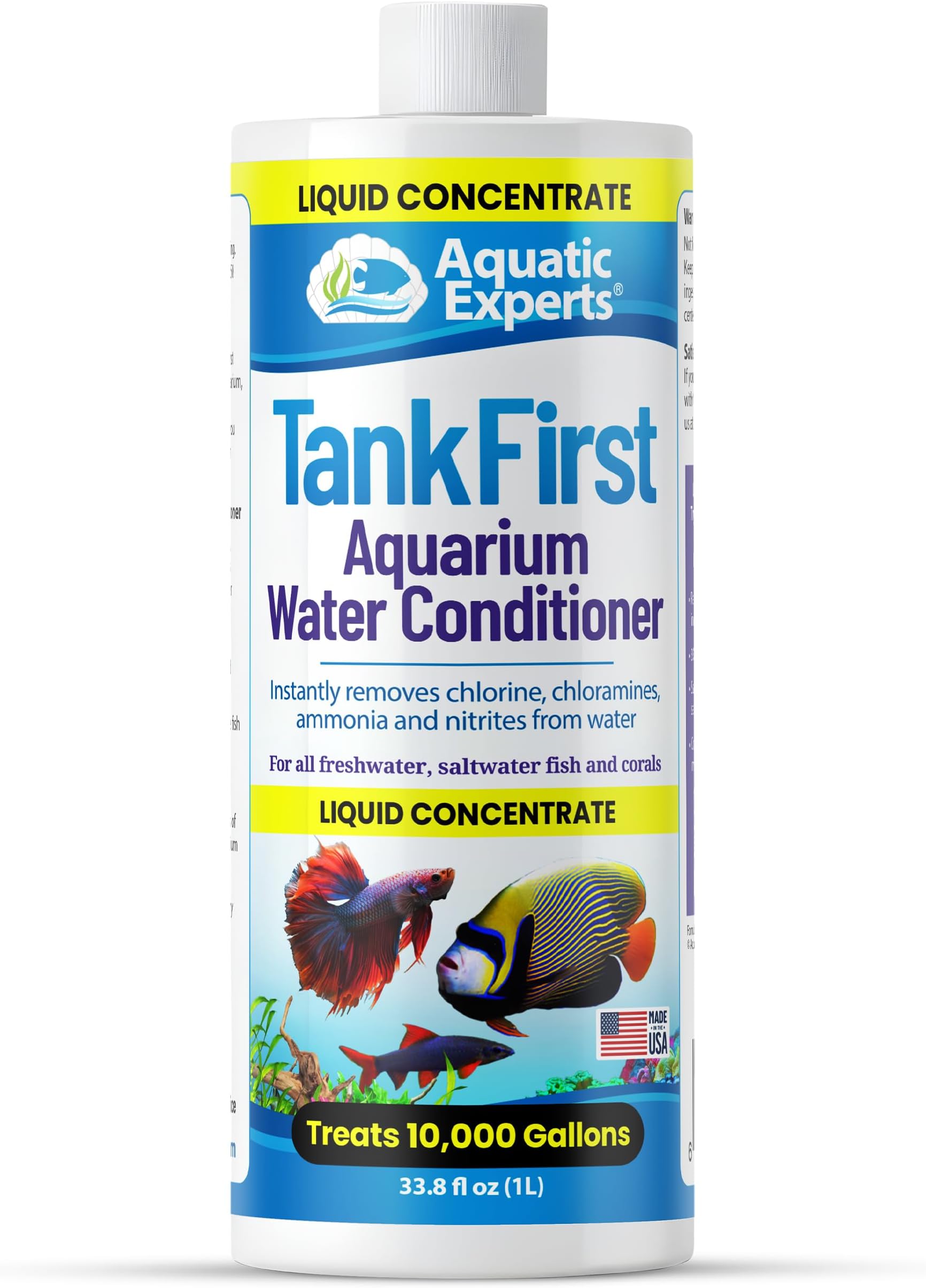 TankFirst Complete Aquarium Water Conditioner - Fish Water Conditioner, Instantly Removes Chlorine, Chloramines, and detoxifies Ammonia from Fish Tank (TankFirst Concentrate, 1 L)