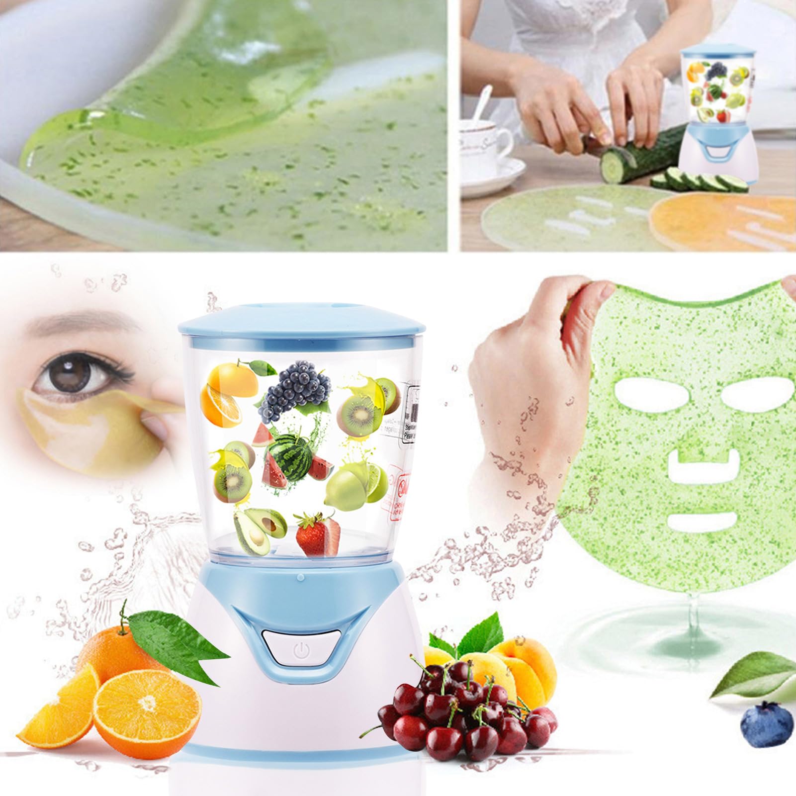 Macchina Per Fare Maschere Macchina Maschera Viso Frutta Con 32 Pezzi Peptide Collagene Maschera Di Verdura Frutta Naturale Fai Da Te SPA Macchine Set Completo Di Stampi Per Occhi Pelle Cura