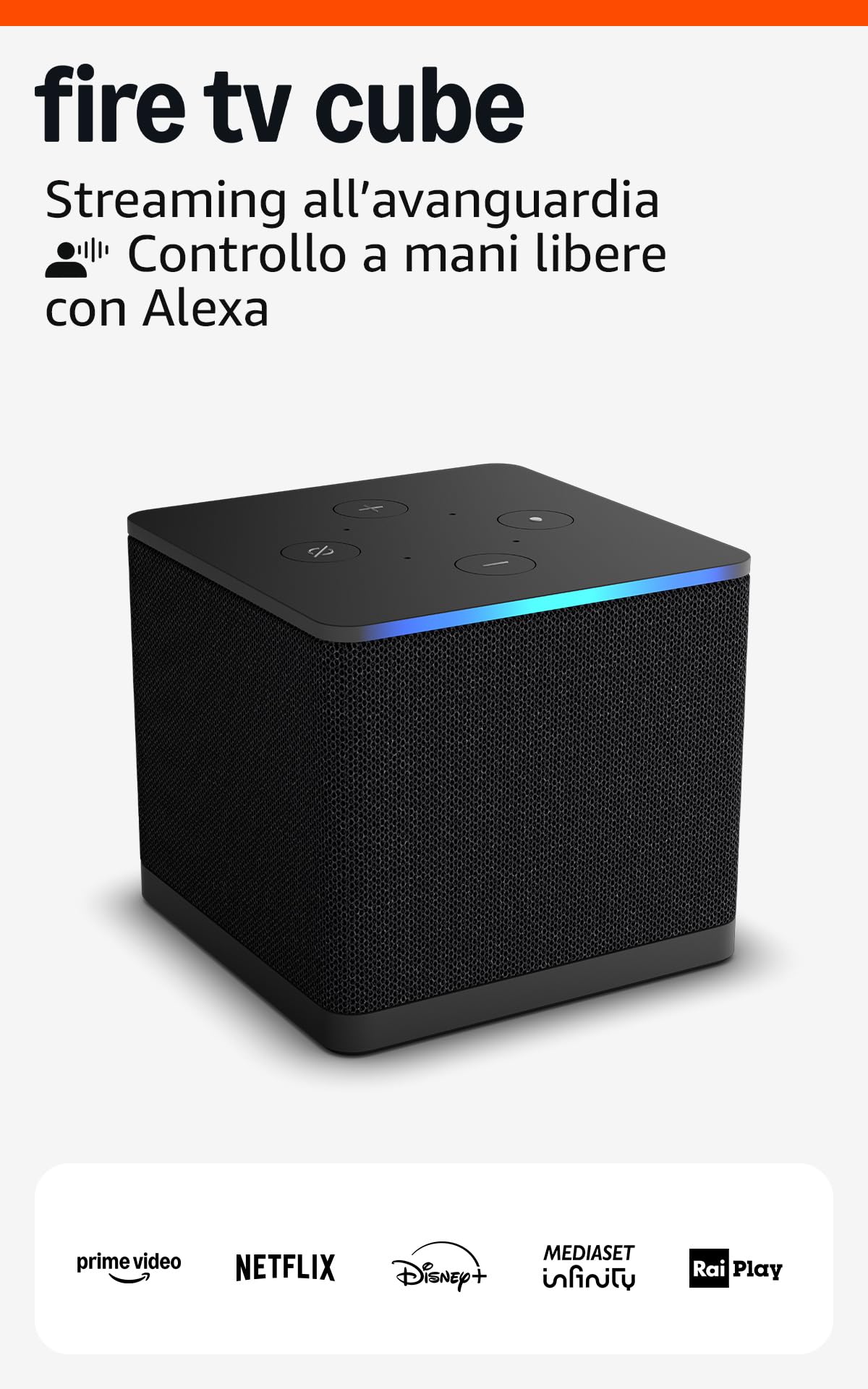 Amazon Fire TV Cube (Ultimo modello) | Lettore multimediale per lo streaming con controllo vocale tramite Alexa, Wi-Fi 6E e 4K Ultra HD, trova serie TV più velocemente con Alexa+