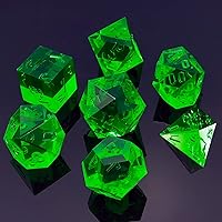Vista 13 de Bescon - Juego de 7 dados para DND de borde afilado, transparentes (sin pintar), juego de dados poliédricos con bordes de navaja para juegos de rol