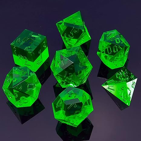 Bescon Crystal Black 7-pc Poly Dice Set, Bescon Polyhedral