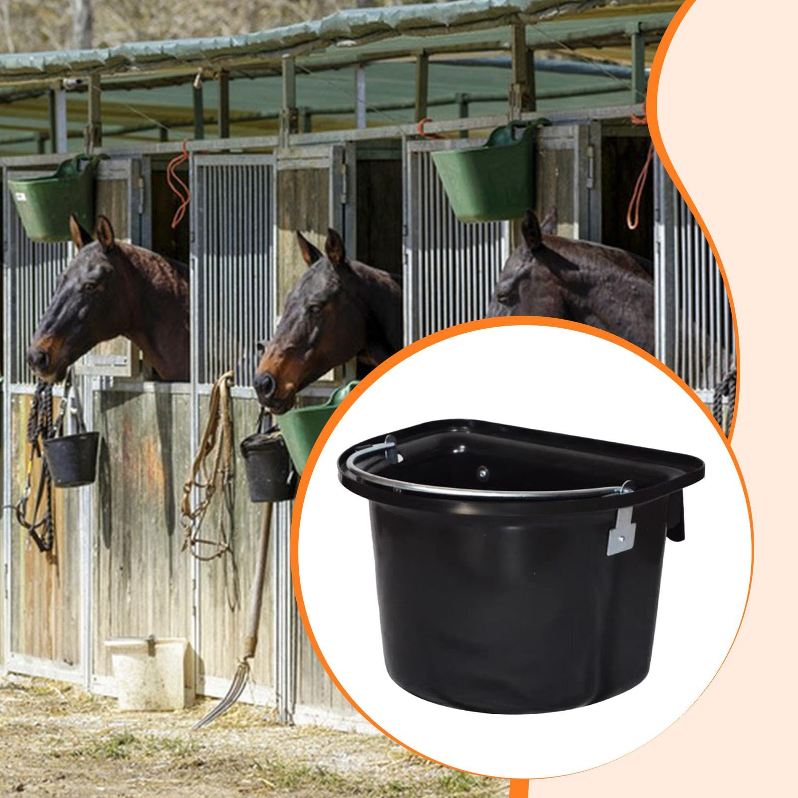 Amagogo Cubo de Alimentación para Caballos, Comedero Colgante, Fácil de Limpiar, Contenedor de Alimento para Animales de Granja, Comedero para Ranchos Y Granj