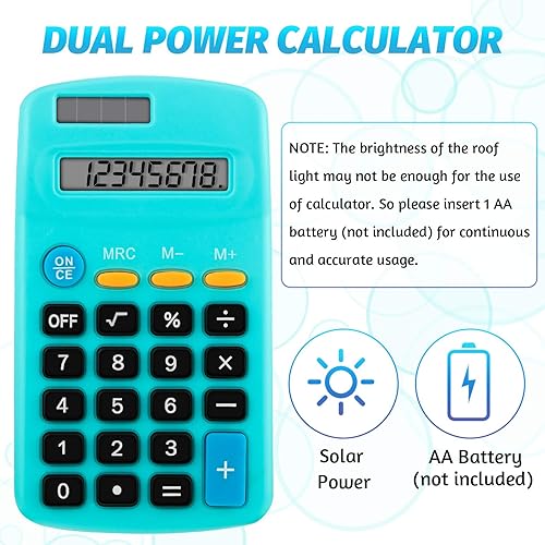 Miniatura 3 de Calculadora de tamaño de bolsillo pantalla de 8 dígitos calculadora básica batería solar doble potencia mini calculadora para escritorio hogar