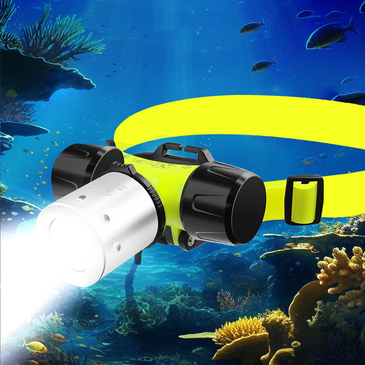Pocketman Underater Flashlight for Diving LED Diving Headlamp, IPX8 Waterproof Scuba Dive Light 3 Modes Diving Flashlight for Underwater Sports