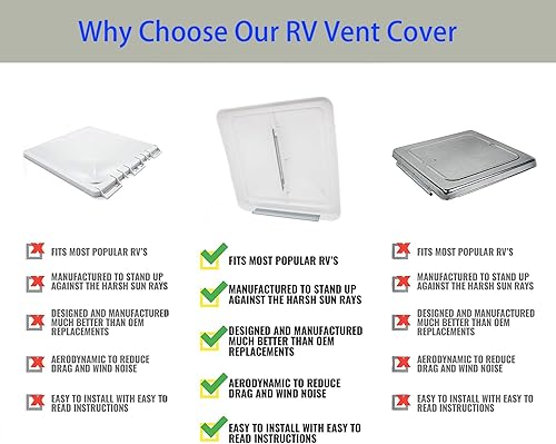 Miniatura 5 de Tapa de ventilación universal de 14 pulgadas, para caravana, remolque, cubierta de ventilación de techo de autocaravana, repuesto de la tapa de