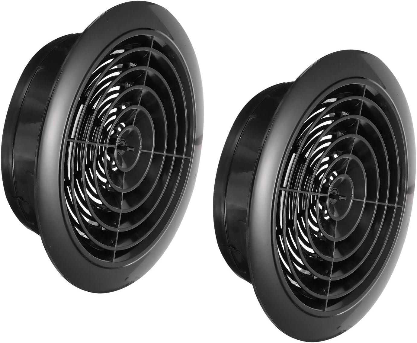 PATIKIL 8 Inch Round Air Vent Cover, 2 Pack Soffit Vents ABS Adjustable Ceiling Vent Covers Air Vent Louver for Bathroom Kitchen Living Room Ventilation System, Black