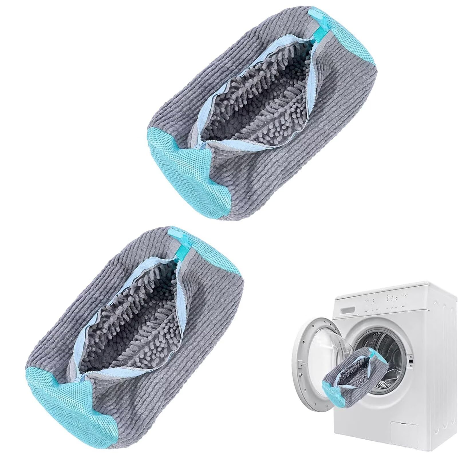 Pack of 2 Shoe Wash Bags, Washing Machine, Sneaker Wash Bag, Reusable Wash Bag, Shoes Wash Bag, Suitable for Sports Shoes and Tennis Shoes, Grey