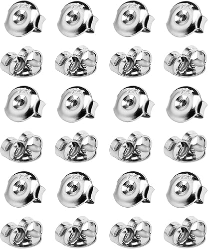 Miniatura 33 de DELECOE Repuestos para aretes de plata 925, 24 piezas hipoalergénicas para tachuelas, cierre seguro para aretes tipo dormilona de 0.236 pulgadas