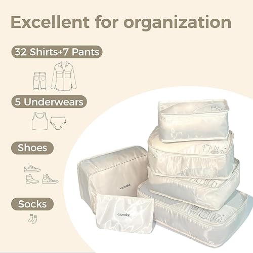 Miniatura 5 de Cubos de equipaje para viajes, juego de bolsas organizadoras esenciales para maleta, accesorios de viaje de viaje por carretera en 4 tamaños (extra