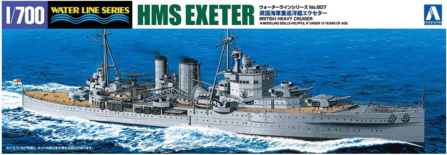 Aoshima 1/700 Water Line Series No.807 British Navy Heavy Cruiser Exeter Plastic Model