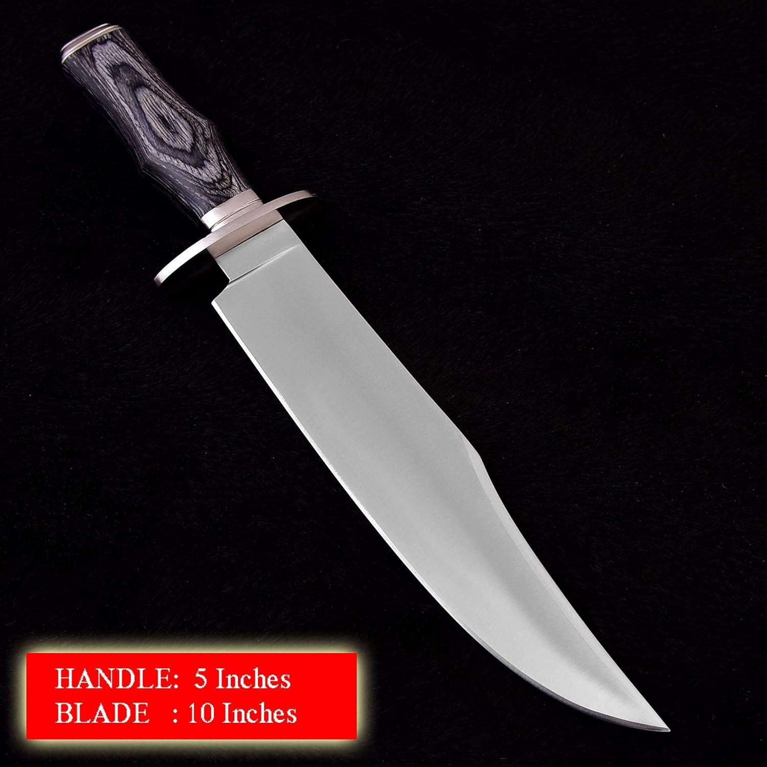 Survival Hunting Knife with Sheath, Handmade 15-inch Full Tang D2 Fixed Blade Tactical Bowie Knife for Camping, Outdoor, Bushcraft with Solid Engineered Wood Handle,Gift for BF/MEN (Grey)