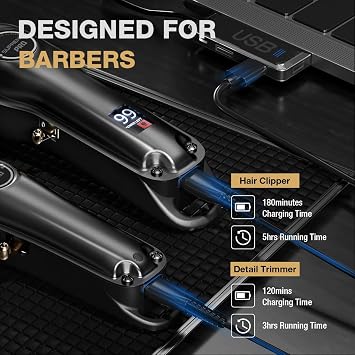 SUPRENT PRO Professional Hair Clippers for Men- Hair Cutting Kit & Zero Gap T-Blade Trimmer Combo- Cordless Barber Clipper Set with LED Display for Mens Gifts(Black)