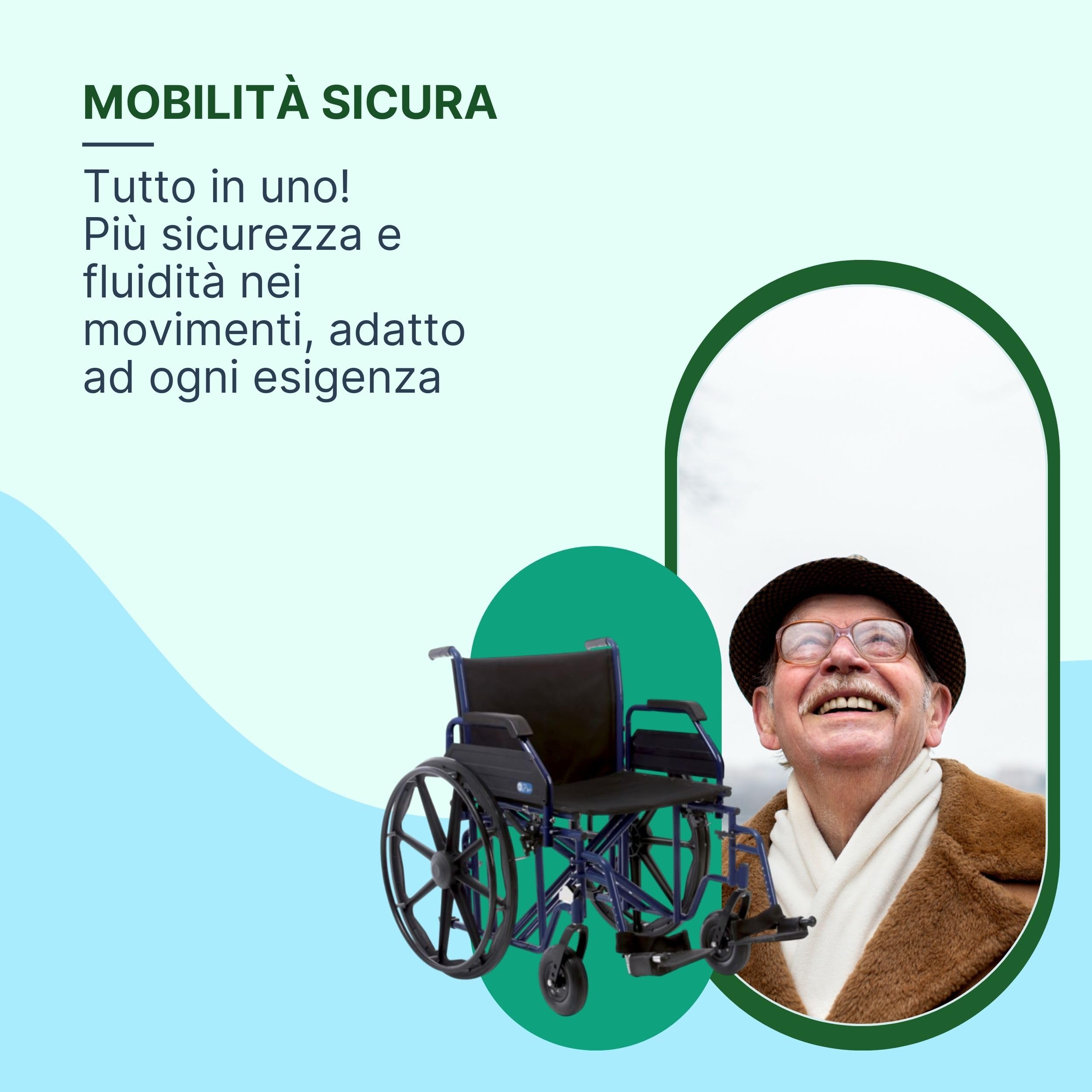 Sedia a Rotelle Bariatrica ad Autospinta, Seduta 55 cm, Blu | Carrozzina per Disabili in Acciaio Pieghevole, Portata Massima 200 kg