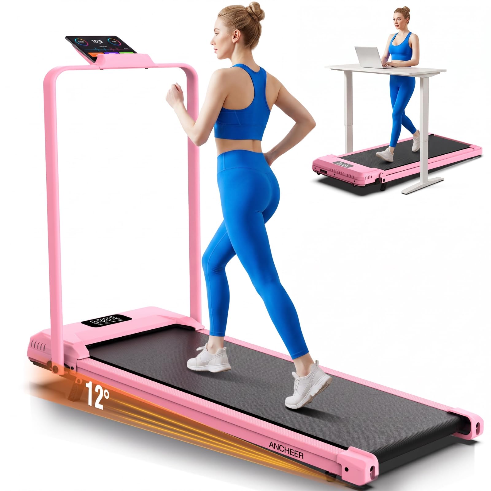 ANCHEER Walking Pad with Incline-Under Desk Treadmill for Home/Office