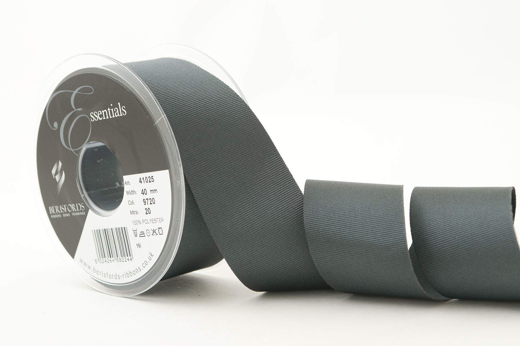 Berisfords 9720 Smoke Grey Grosgrain Ribbon