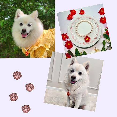 Miniatura 2 de Recuerdo de mascotas para perros y gatos -Collar de flores de perlas Aurora - Collar para mascotas (XL)