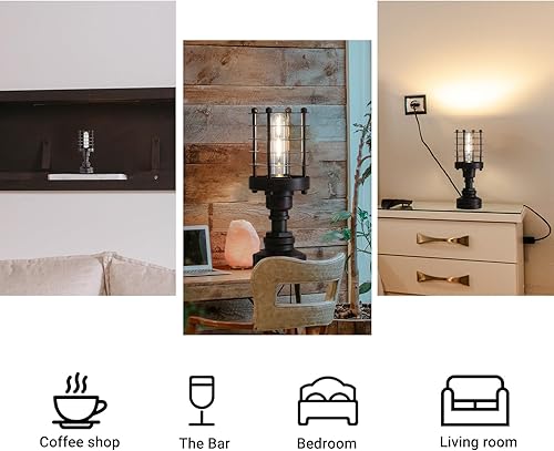 Miniatura 3 de Lámpara de mesa estilo Steampunk industrial retro con base de tubo de agua, E26, lámpara de escritorio vintage Edison con interruptor y enchufe,