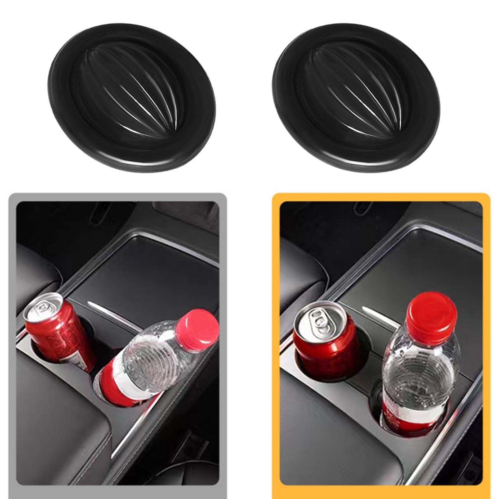 KITUREK 6 Pezzi Limitatore Per Portabicchieri Auto - Adesivo, Anti-Scivolo E Anti-Rumore, Universale Per Auto, Camion, SUV, Nero, 4,6 X 1,7 Cm