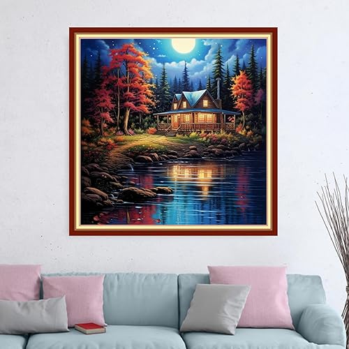 Miniatura 10 de Dimensean Kits de punto de cruz estampados, gama completa de patrones de bordado, kits de iniciación para principiantes, adultos o niños, kits de