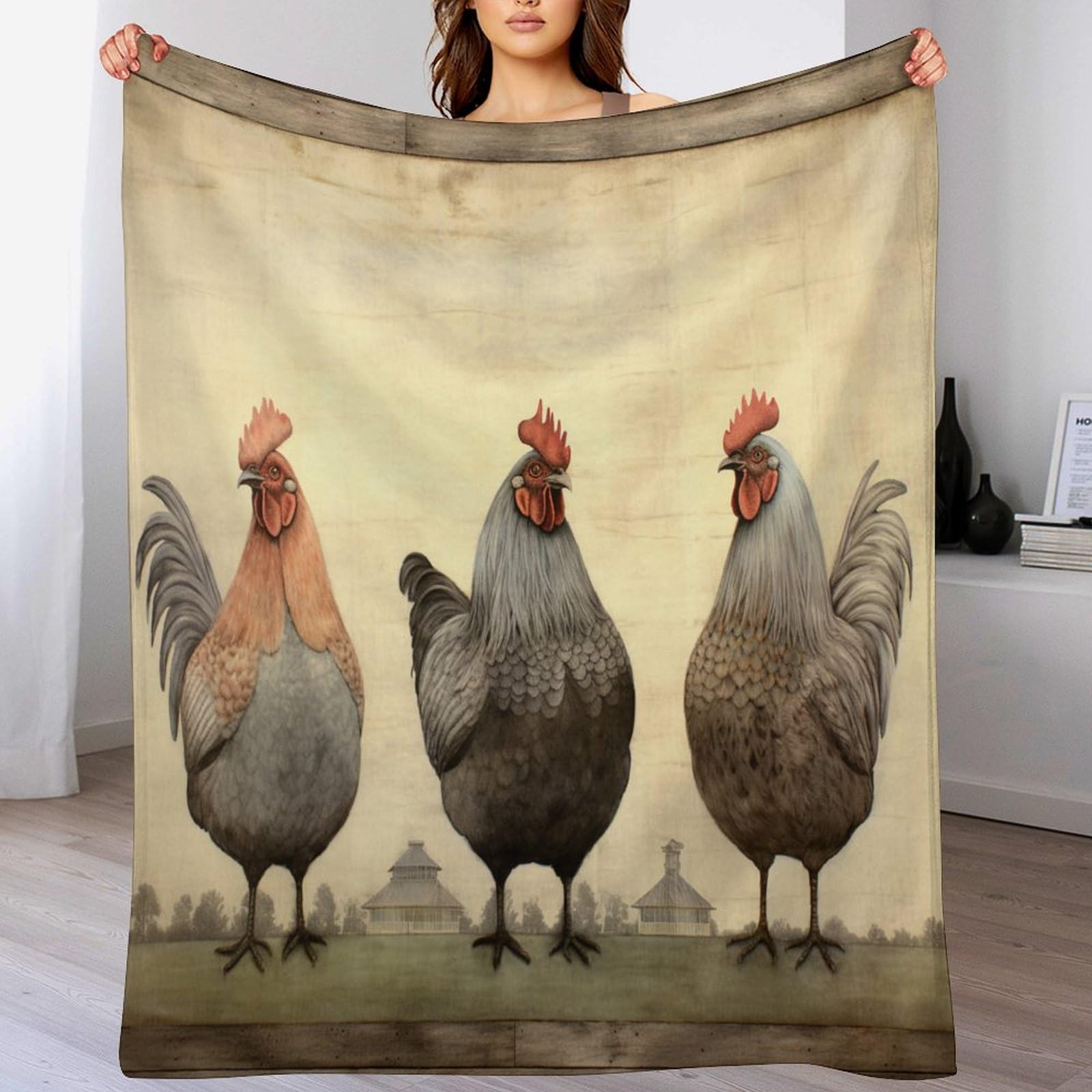 Couverture Polaire Poulet Plaid Flanelle Lit 150x200cm