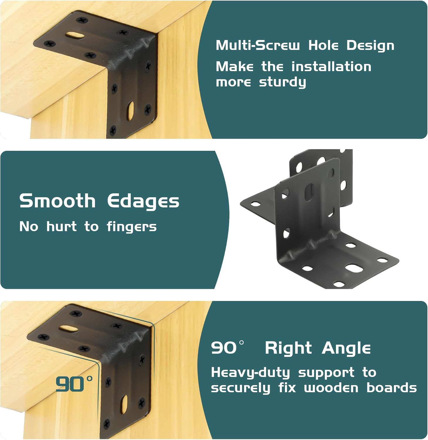 Alise 10PCS Black L Brackets for Shelves, Heavy Duty Metal Shelf Brackets Corner Bracket, 90 Degree Joint Right Angle Bracket Small L Brackets for Wood Furniture Chair Drawer Cabinet (2X2 in)