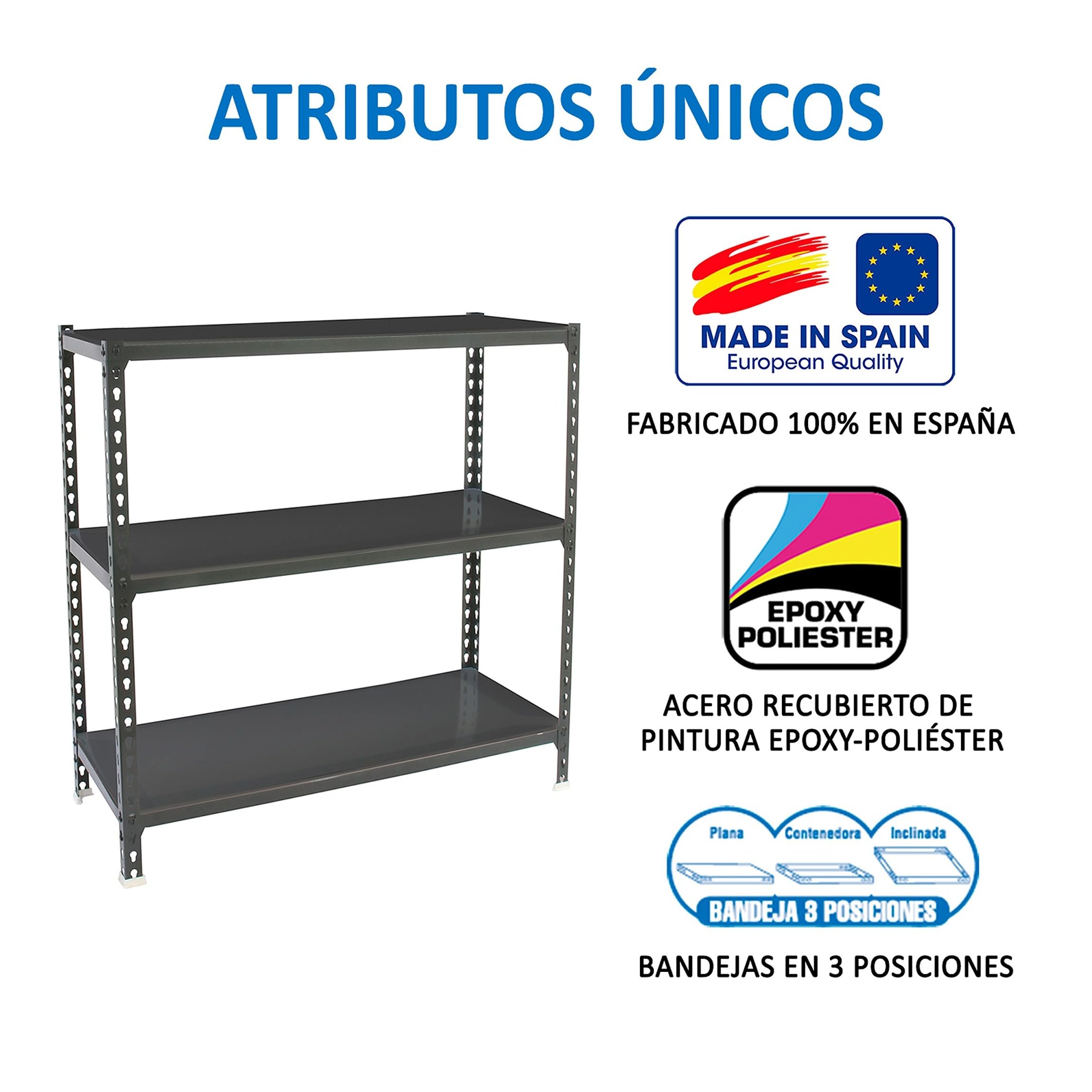 Simon Rack Estantería Metálica 900x1200x500 mm - Simonclick | 3 Alturas, Bandeja Metal, 200 kg de Punto Flexión, Antracita, Pintura anticorrosión, Montaje sistema clic