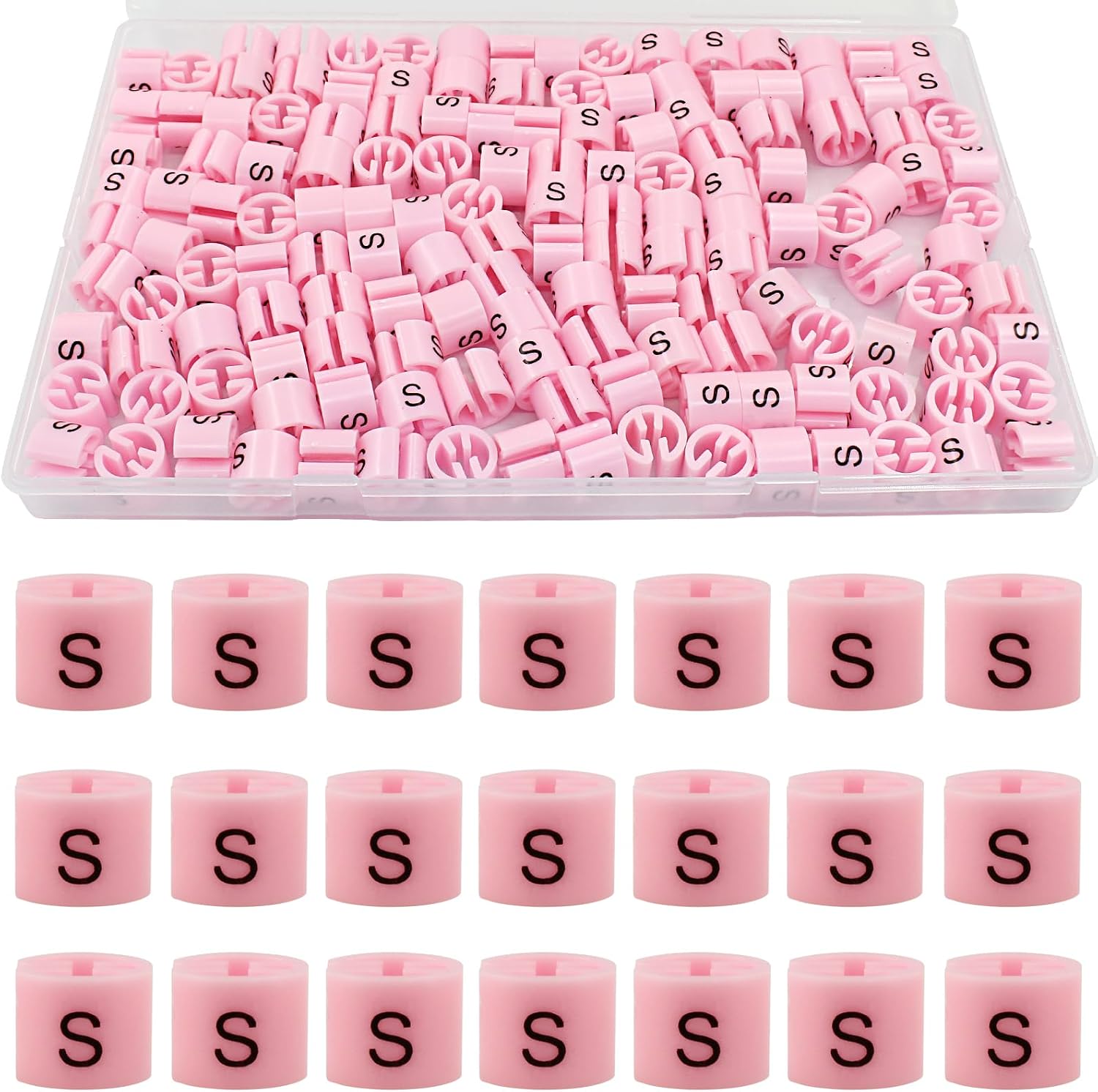 Bonsicoky Clothes Hanger Size Markers, S Size, 150 Pack, Pink