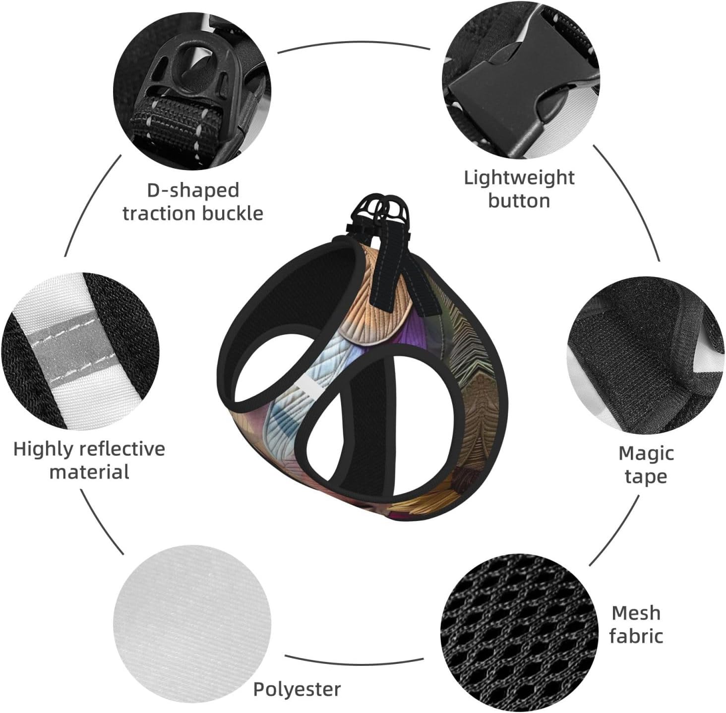 Floral Patterned Skin Pet Vest Small Size Dog Harness and Leash Set, Reflective & Breathable for Puppy Training Without Accessories Small