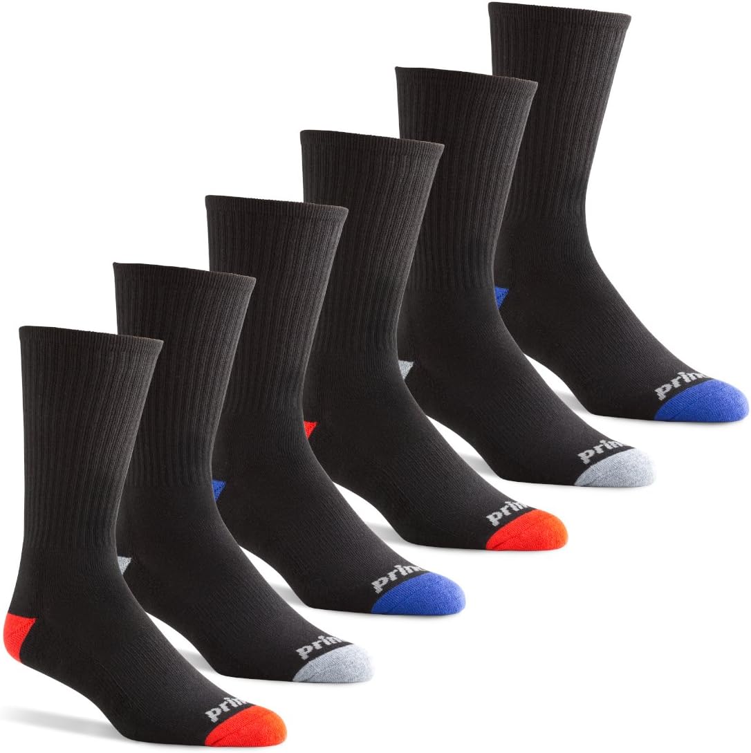 Prince Men's Crew Performance Athletic Socks for Running, Tennis, Pickleball and Casual Use (6 Pair Pack) (Men's Shoe Size 12-16 (US), Black) : Clothing, Shoes & Jewelry