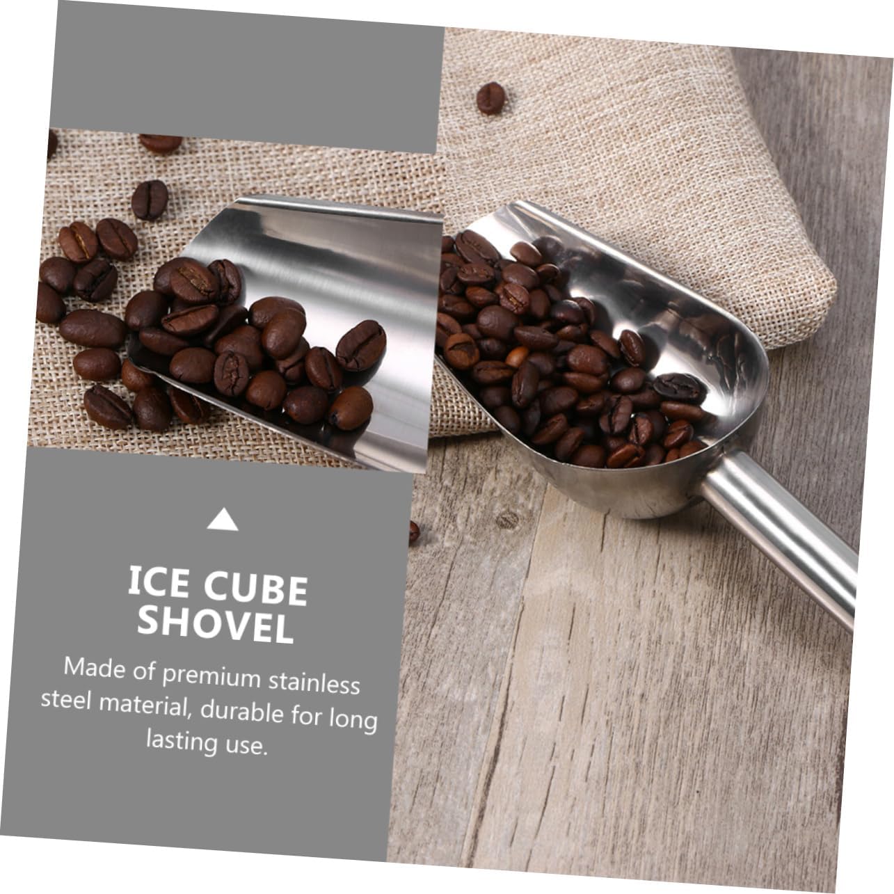 KICHOUSE Practical Stainless Steel Ice Shovel Flour/cereal/rice Scoop Comfortable Grip Fine Polished