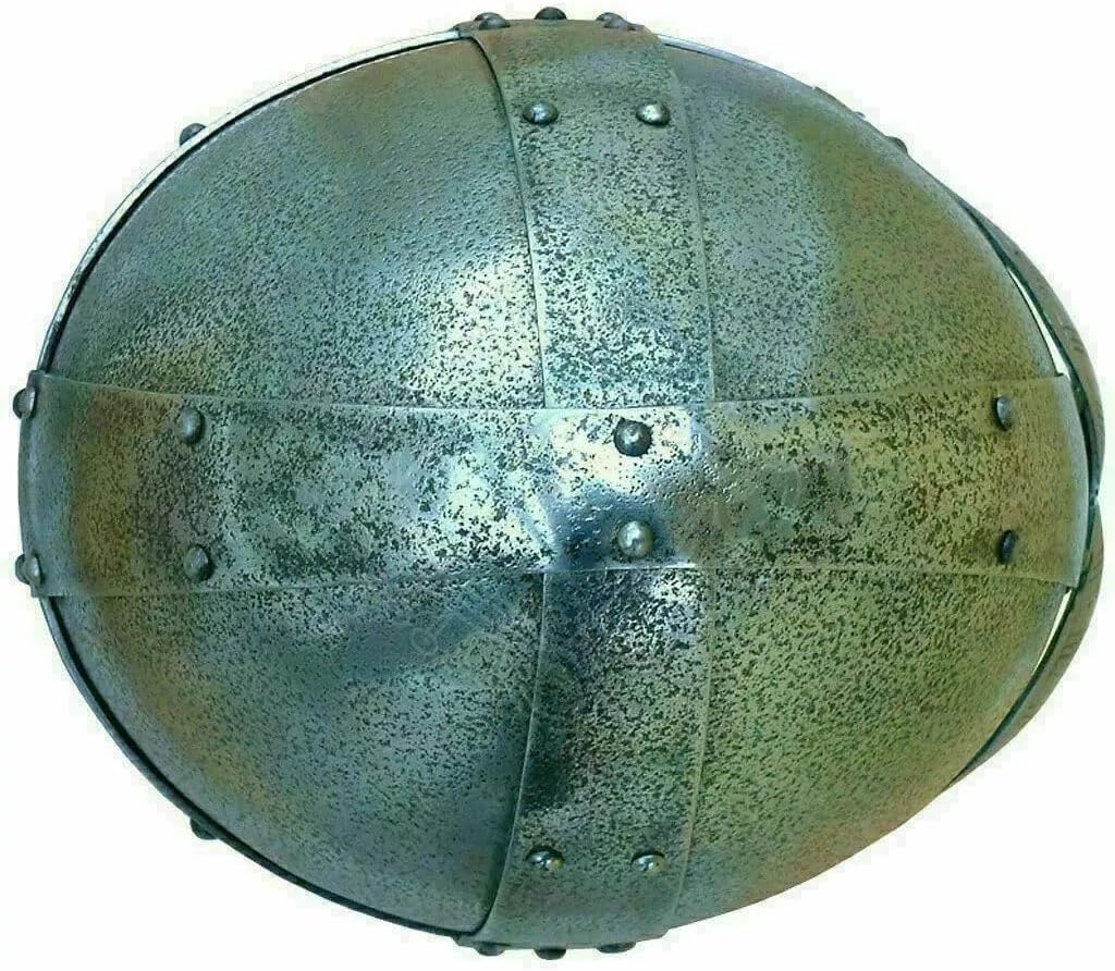 Medieval Norman Gjermundbu Viking Knight Armor Helmet | Steel & Brass Construction, Nasal Guard Design, Adult Unisex Fit, Wipe Clean Care, Costume & Cosplay Use