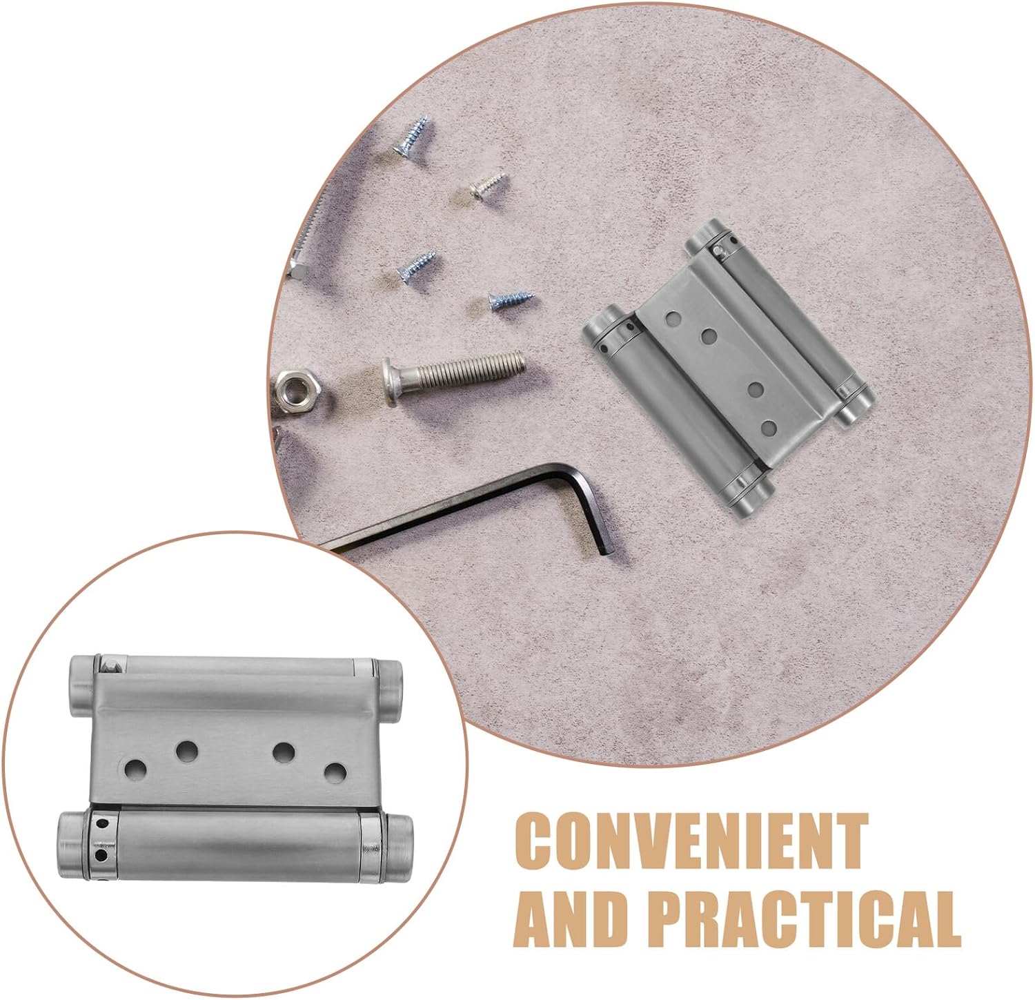 PRETYZOOM 4pcs Stainless Steel Automatic Self-Closing Spring Hinges 3-inch Heavy Duty Double Swing Door Hinges for Commercial Lounge Cafe Doors Indoor Outdoor Use