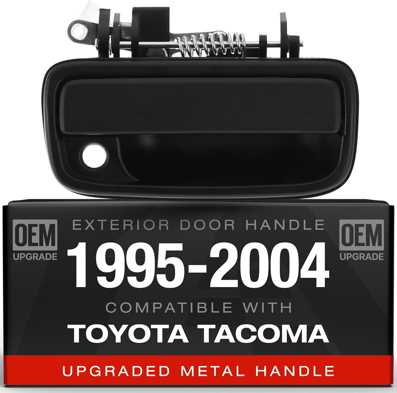 Exterior Front Driver Door Handle Replacement, Upgraded Metal - Compatible with 1995-2004 Toyota Tacoma - Textured Black - OEM 69220-35020, 79344, 91319, TO1310117