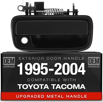 Exterior Front Passenger Door Handle Replacement, Upgraded Metal - Compatible with 1995-2004 Toyota Tacoma - Textured Black - OEM 69210-35020, 91318, TO1311117