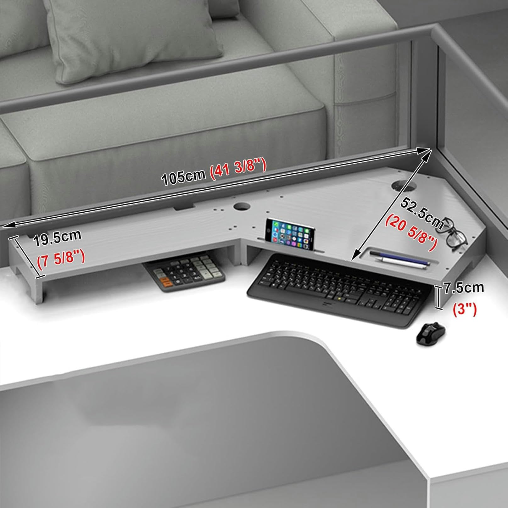 Supporto per monitor, in legno massello per doppio monitor, organizer ergonomico da scrivania per ufficio e soggiorno, ripiani per laptop