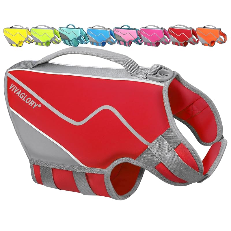 Colete salva-vidas para cães em neoprene VIVAGLORY Vermelho (Red), tamanho S