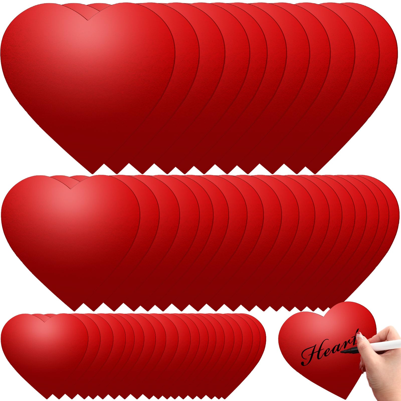 Ctosree 200 Pcs Heart Paper Cutouts 3 Sizes 12'' 8'' 4'' Red Heart Shape Paper Cutouts Valentines Die Cuts for Valentines Day Craft Kid's Love and Peace School Craft Projects
