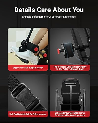 Miniatura 7 de HARISON Tabla de inversión para aliviar el dolor de espalda capacidad de 350 libras con espuma viscoelástica 3D silla de inversión de espalda con