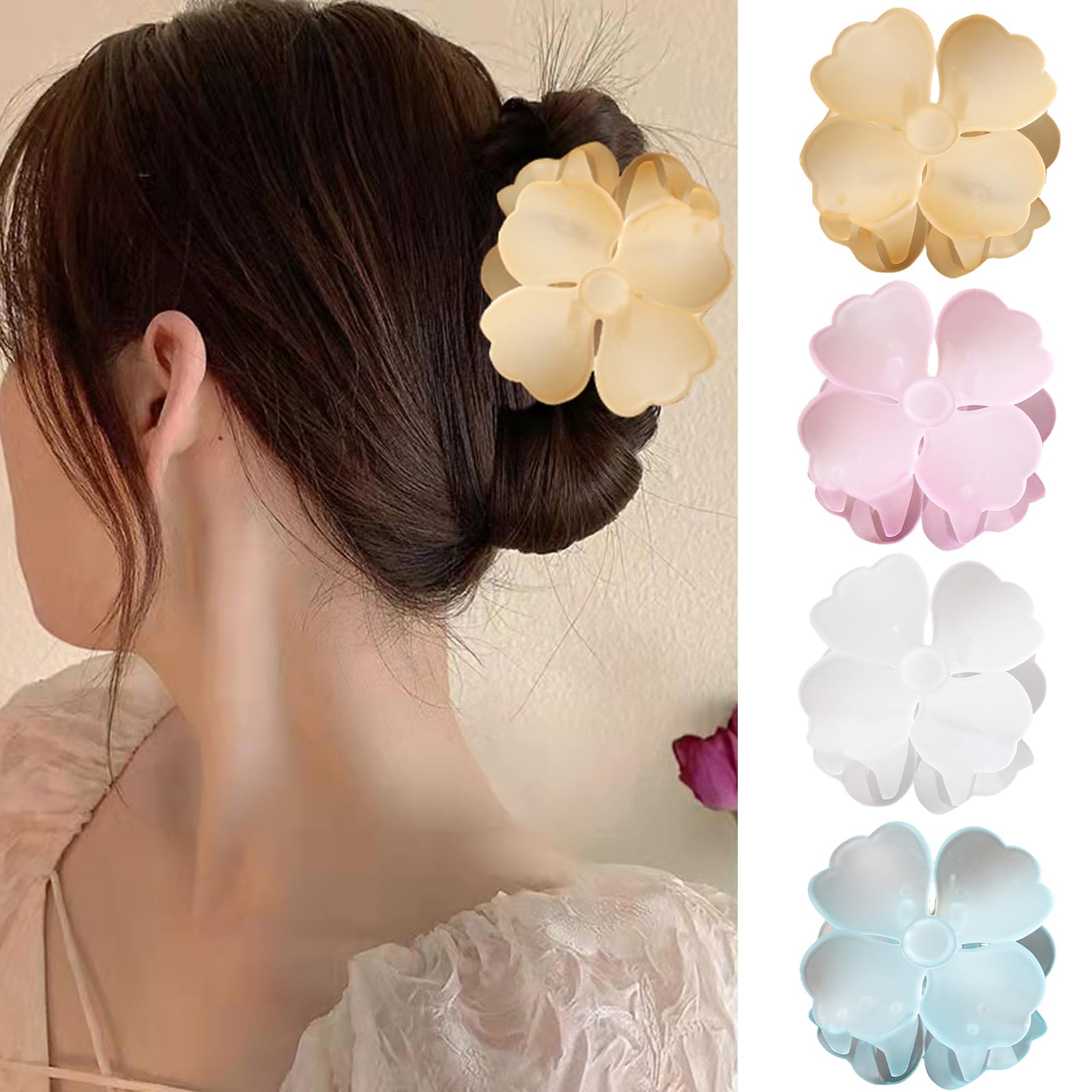 French Flower Claw Hair Clips for Women Non-Slip Strong Hold Clips for Thick Hair,Medium Hair Claw Clips Hair Accessories (HairclawFrench2)