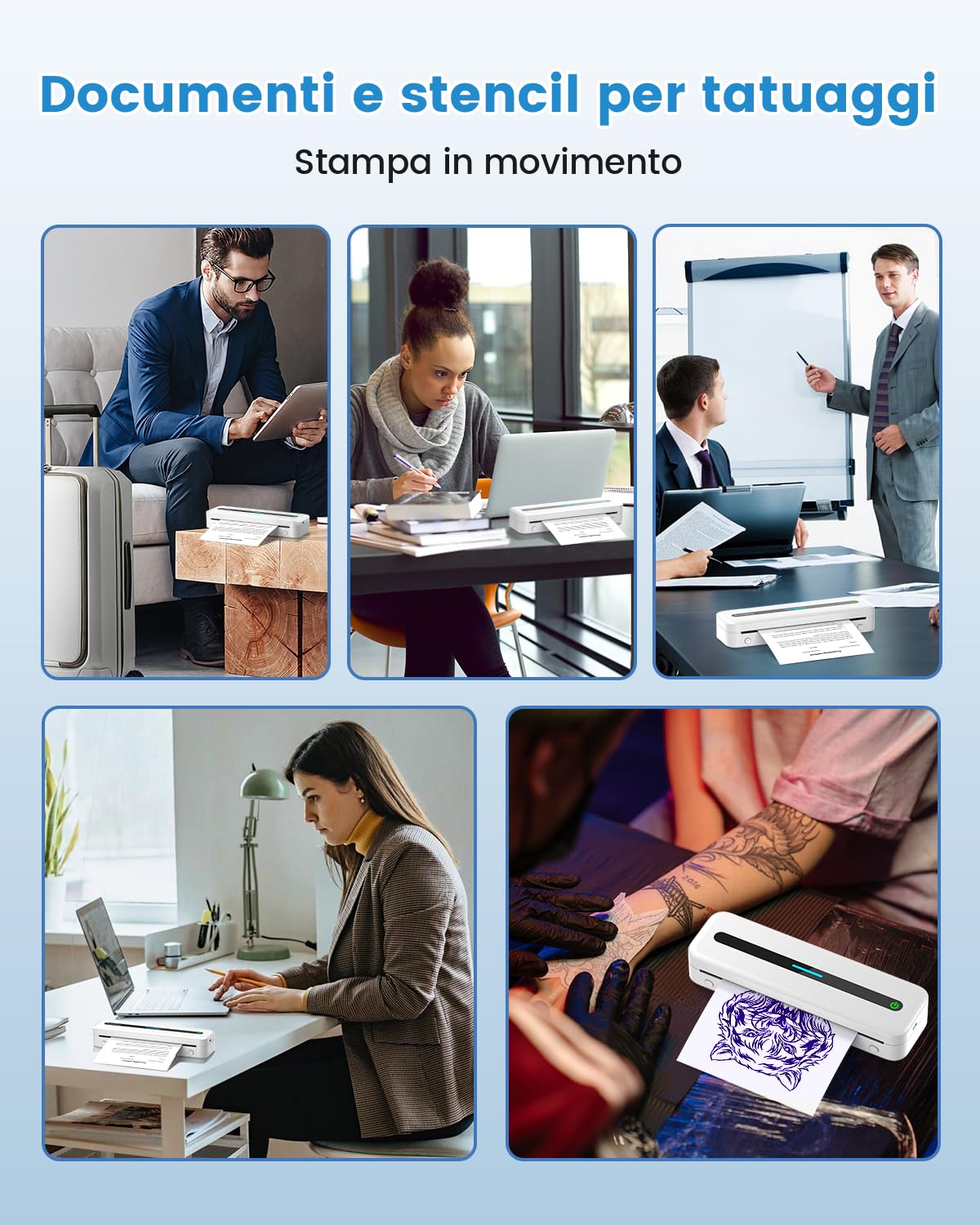 COLORWING M832 Stampante Termica Portatile A4 Bluetooth Senza Inchiostro