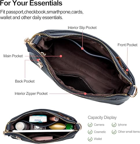 Miniatura 3 de Roulens Bolso cruzado pequeño para mujer, bolso de mano de cuero para mujer, carteras tipo cartera, bolsos de hombro