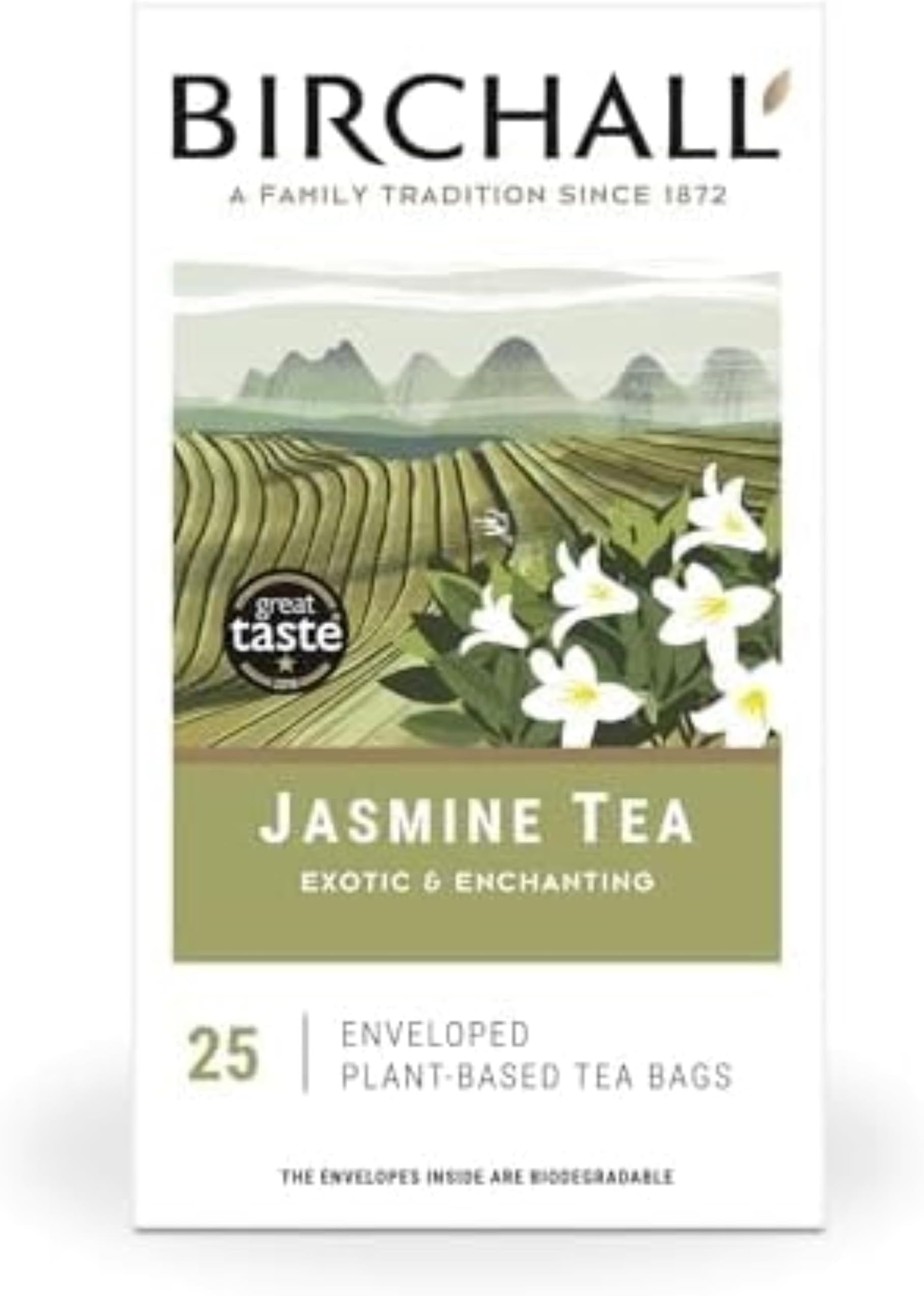 Tea Bags, Jasmine Tea Gift Set, Green Tea Bursting with Full Flavour, Perfect Herbal Tea Gift Set, 25 Enveloped of Plant-Based Prism Tea Bags