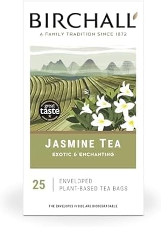 Birchall Tea Bags, Jasmine Tea Gift Set, Green Tea Bursting with Full Flavour, Perfect Herbal Tea Gift Set, 25 Enveloped of Plant-Based Prism Tea Bags