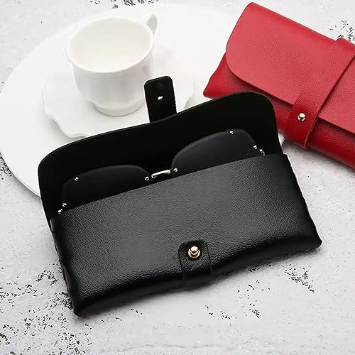 Miniatura 2 de Onrtry Funda de cuero suave para gafas de PVC con hebilla de uñas de PVC, bolsa de gafas de sol