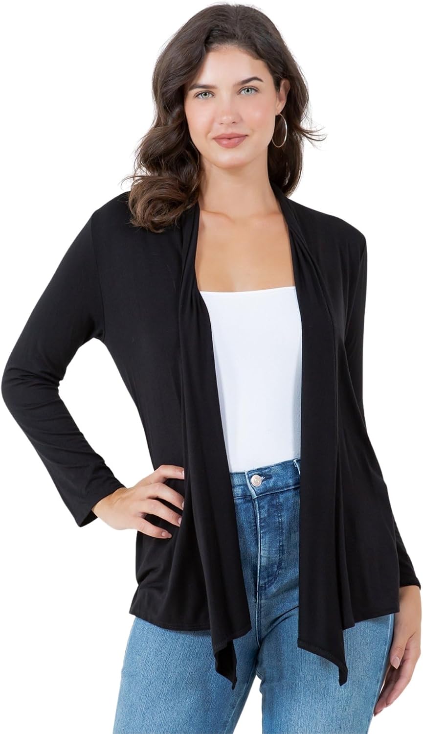Azules Long Sleeve Womens Cardigan, Thin Flowy Rayon Sweater Lightweight Cardigan for Casual or Dressy Outfits