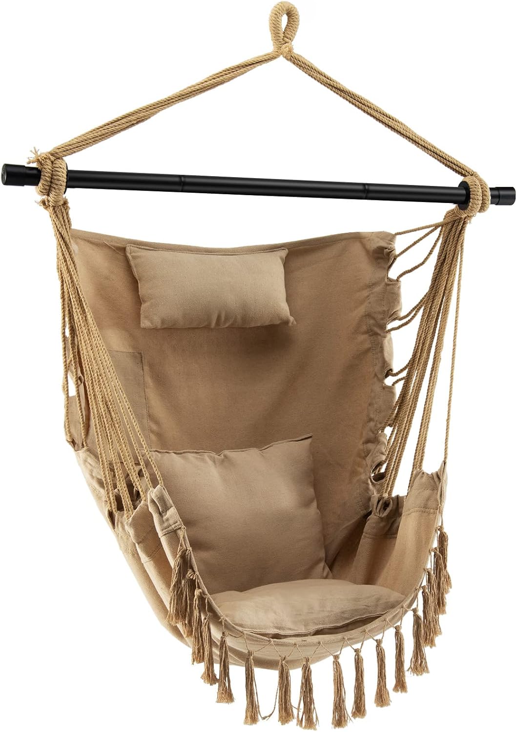 Tangkula Hammock Chair, Hanging Rope Swing with Head Pillow